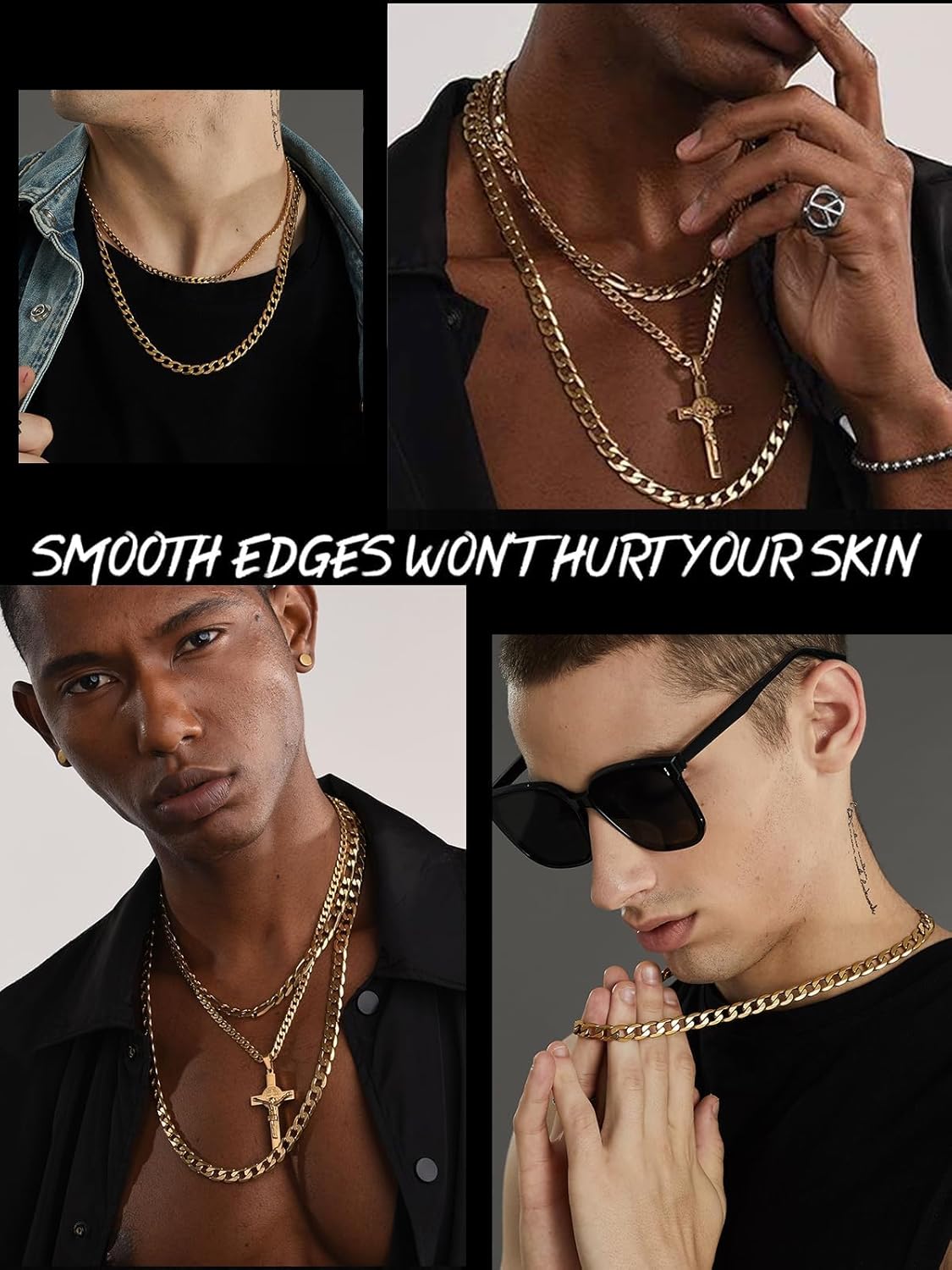 ChainsHouse Chain Cuban Necklace for Men Women, Stainless Steel/Black/14K Gold Plated Curb Link Necklace, 4mm/6mm/9mm/13mm Wide, 14"-30" Length-Send Gift Box - Image 8