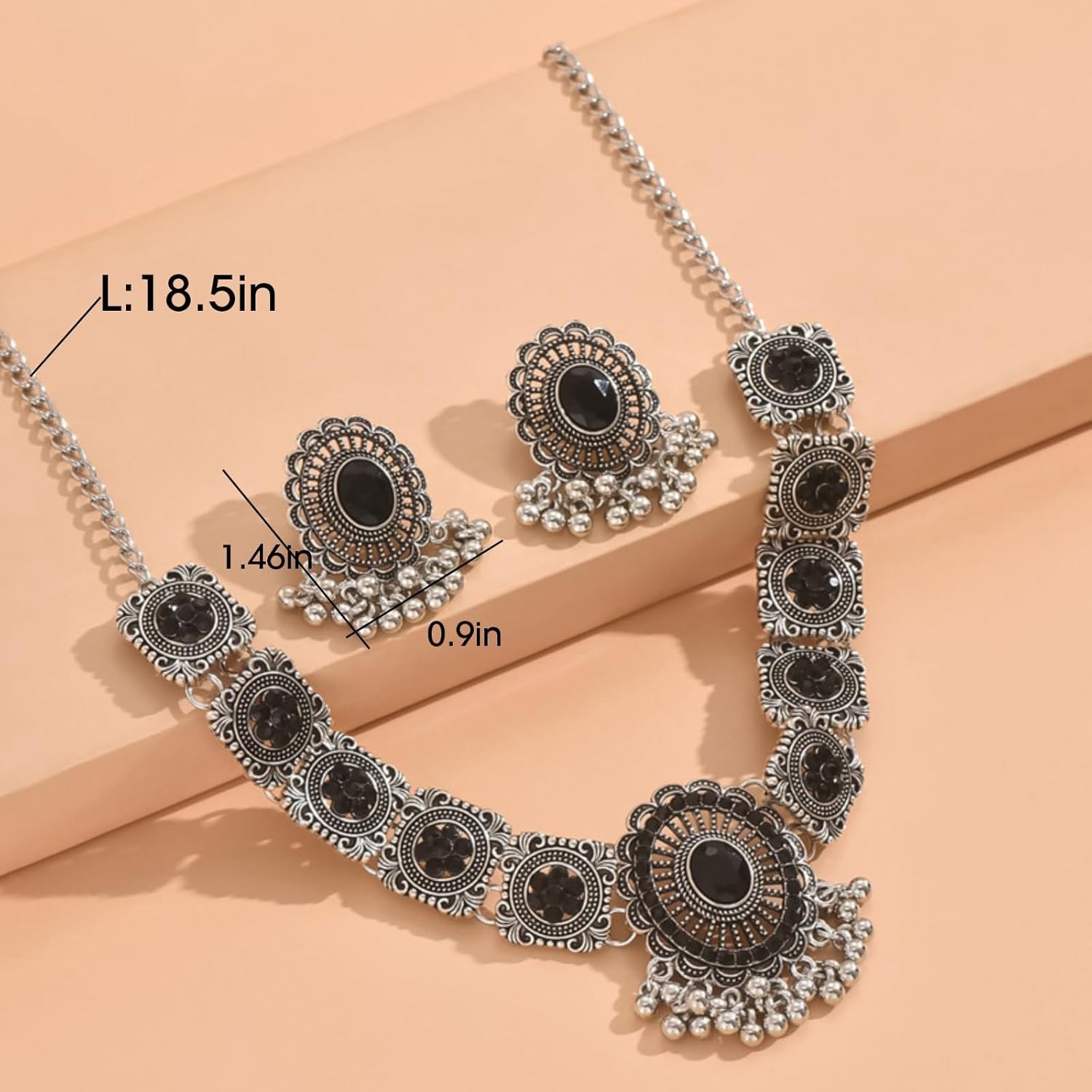 Indian Jewelry Set for Women Necklace and Earrings Traditional Dangling Jhumkas Ethnic Gift - Image 6