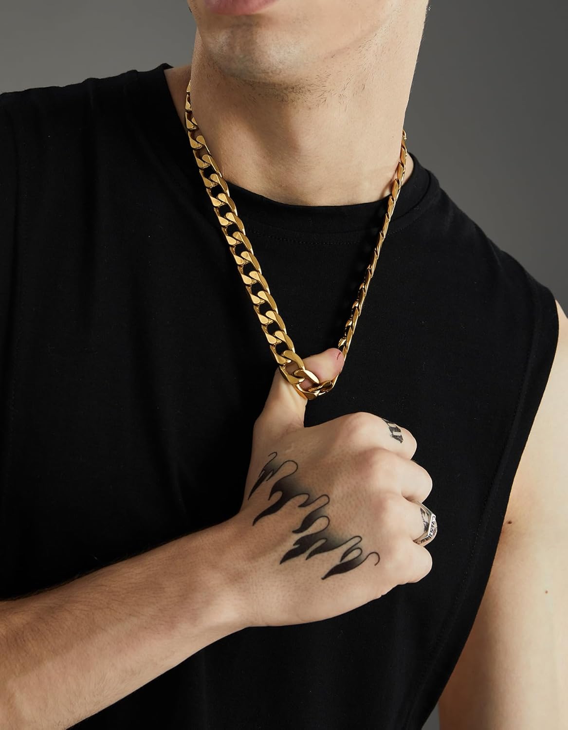 ChainsHouse Chain Cuban Necklace for Men Women, Stainless Steel/Black/14K Gold Plated Curb Link Necklace, 4mm/6mm/9mm/13mm Wide, 14"-30" Length-Send Gift Box - Image 3