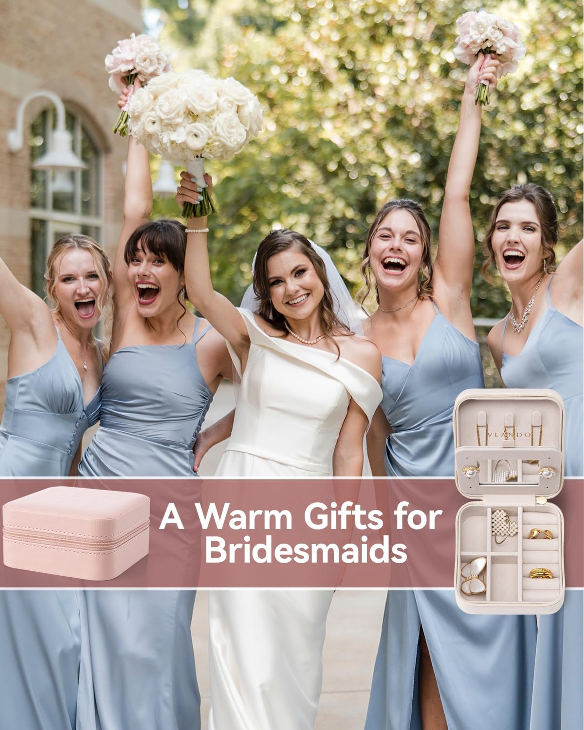 Vlando Small Travel Jewelry Box Organizer - Display Case for Girls Women Gift Rings Earrings Necklaces Storage with Mirror, Pink - Image 6