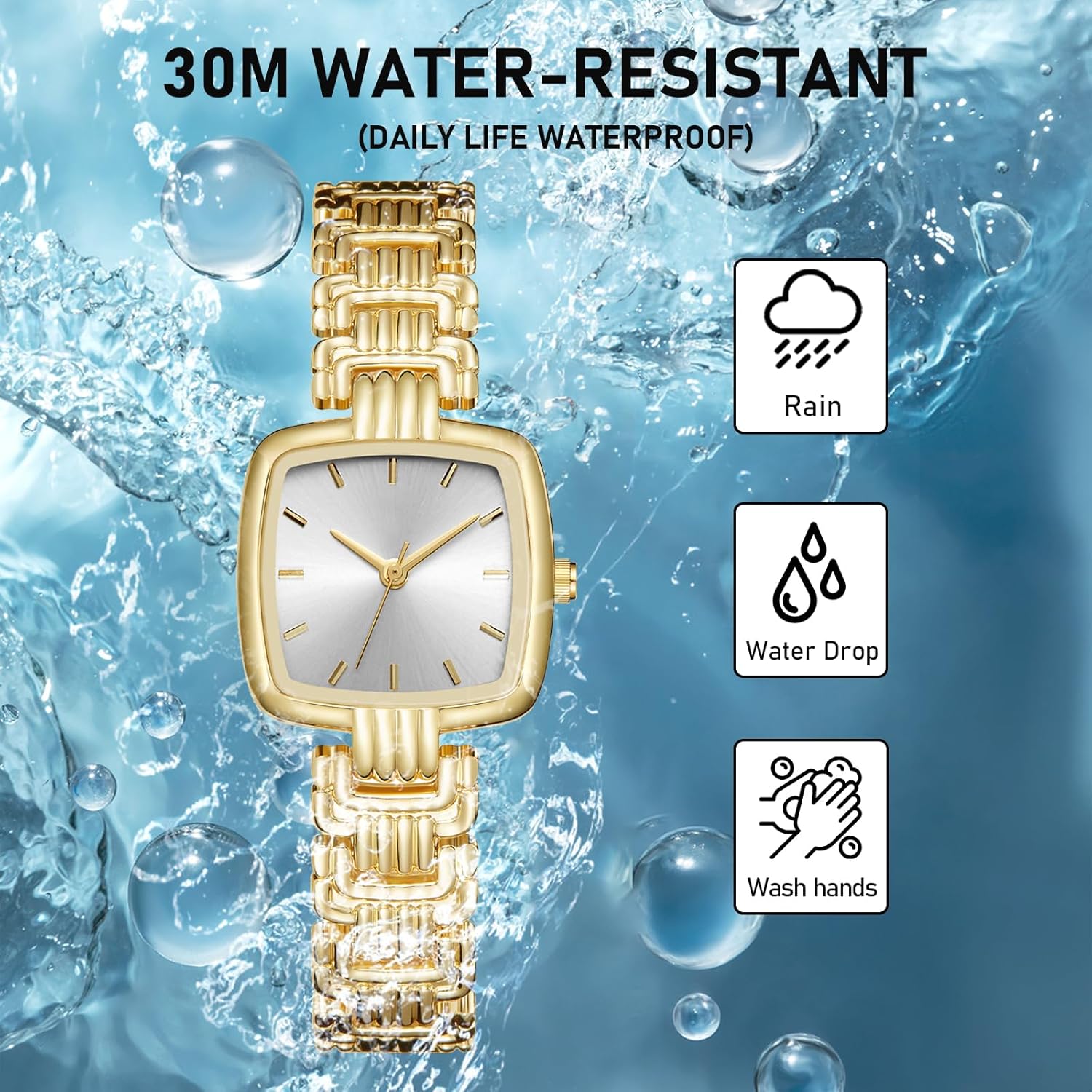 CIVO Womens Watch Square Analog Quartz Wrist Watch Luxury Classic Stainless Steel Waterproof Easy to Read Small Ladies Watch - Image 5