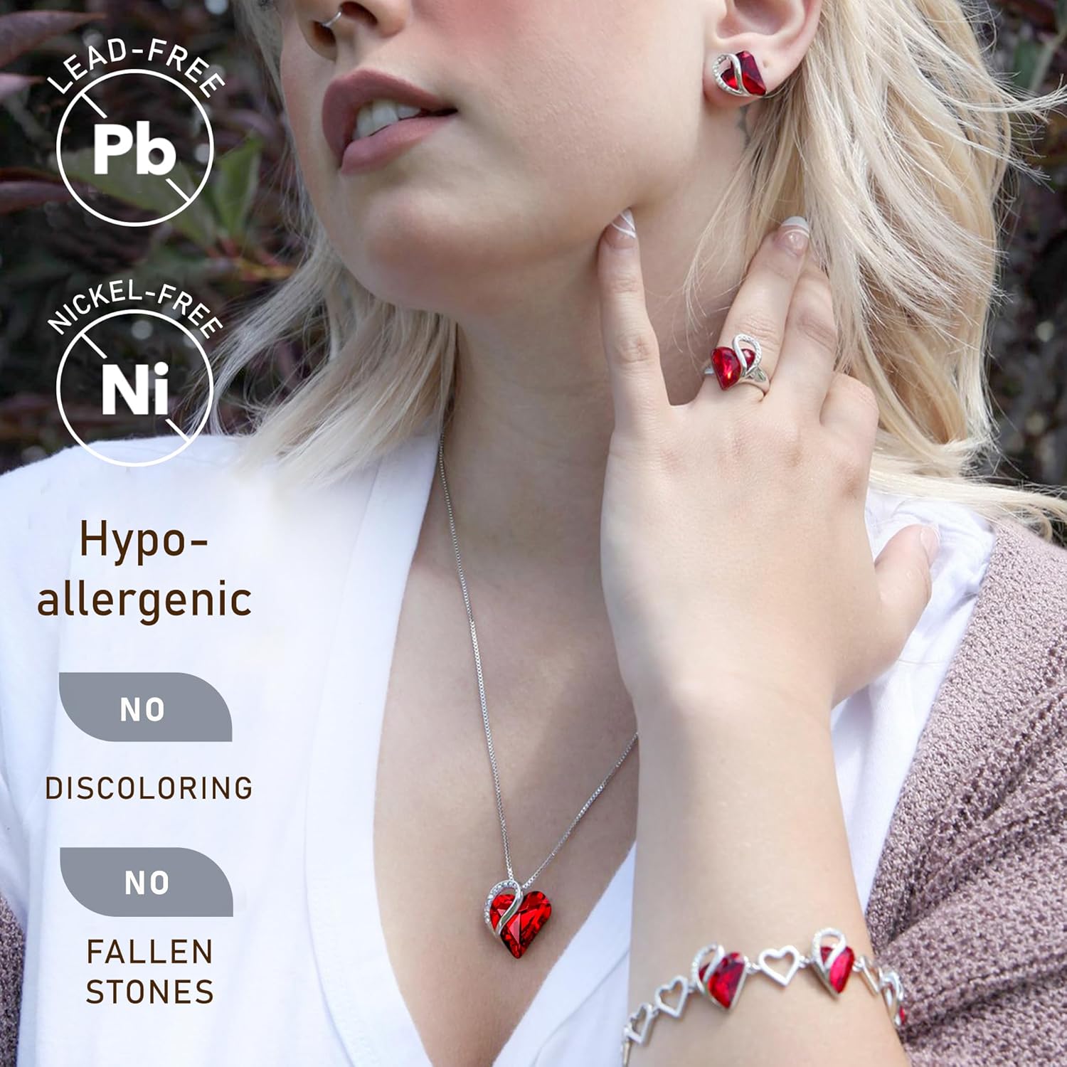 Leafael Infinity Love Heart Pendant Necklace, Necklaces for Women with Birthstone Crystal, Jewelry for Women with Premium Crystals, 18+2 Inch Chain Extender - Image 2