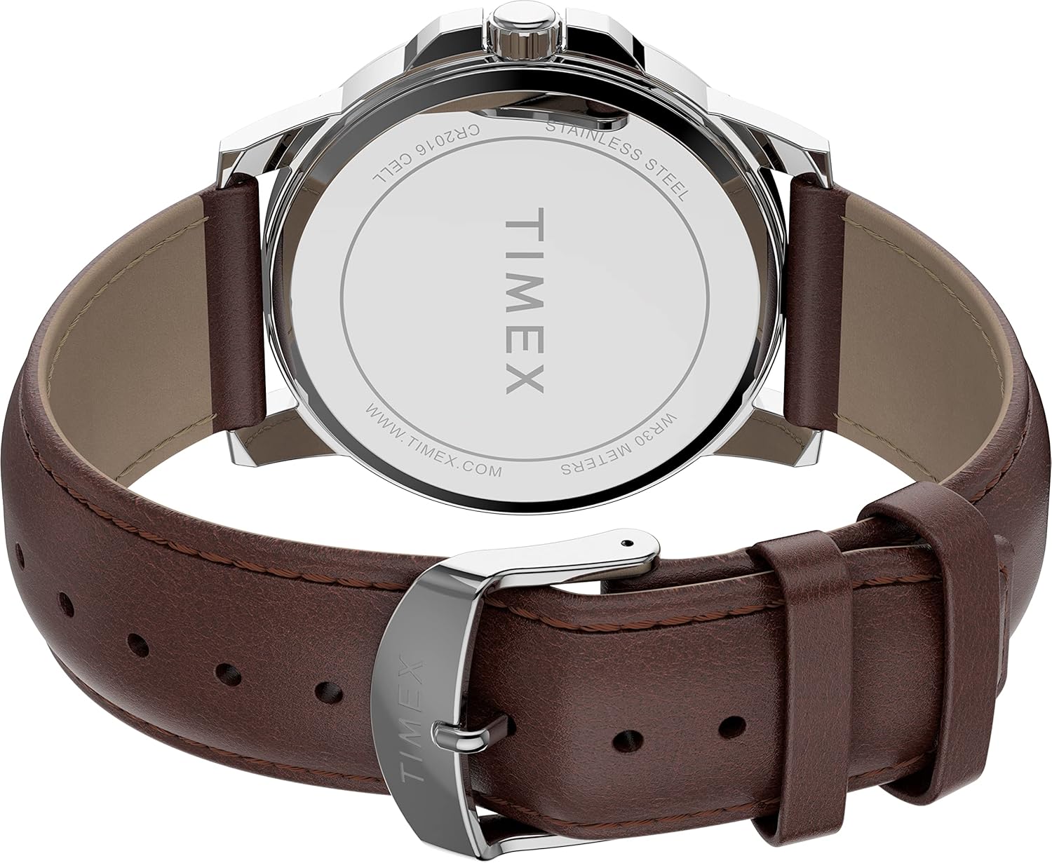 Timex Men's Dress 45mm Brown Leather Strap Watch (Model: TW2V79200GP) - Image 5
