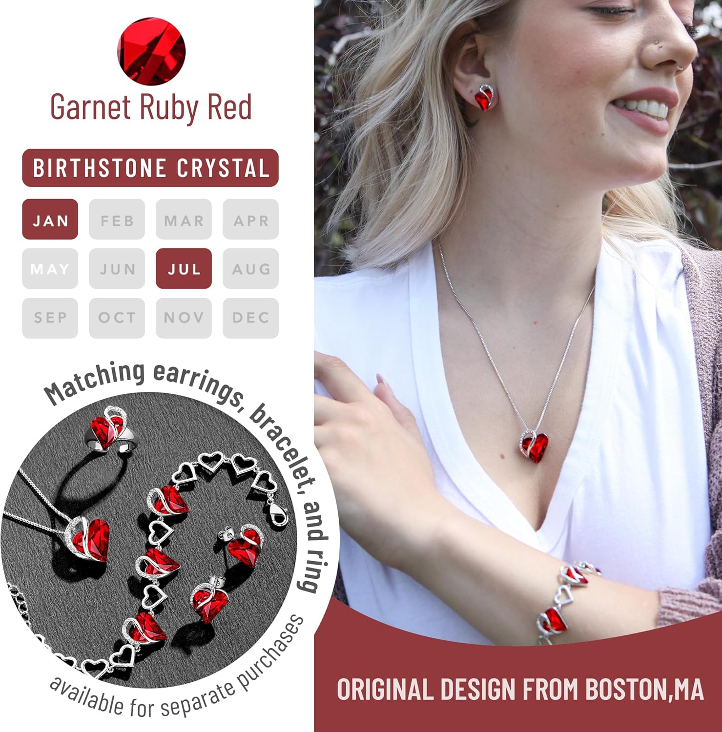 Leafael Infinity Love Heart Pendant Necklace, Necklaces for Women with Birthstone Crystal, Jewelry for Women with Premium Crystals, 18+2 Inch Chain Extender - Image 4