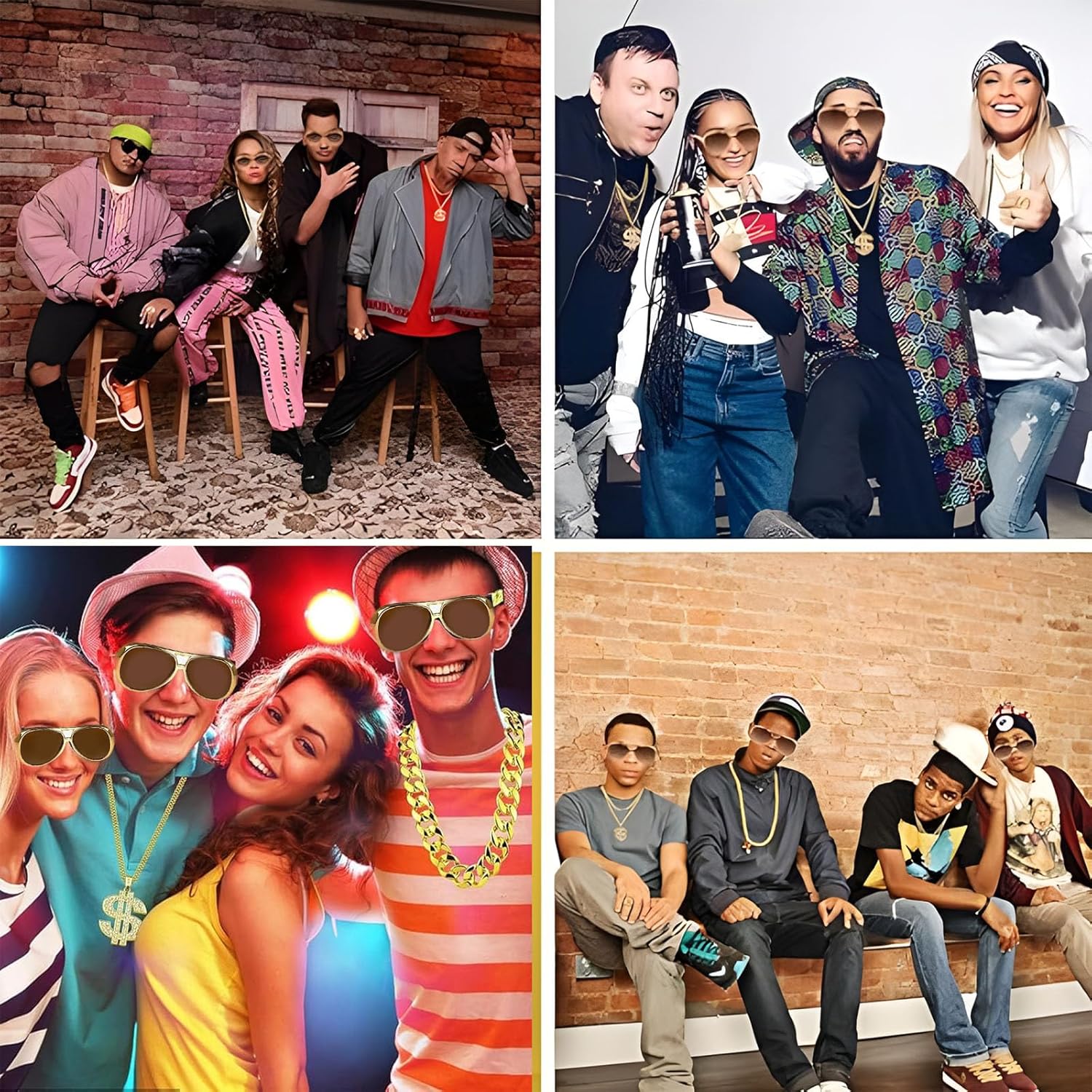 Gold Chains for Men,Vintage Inspired Hip Hop Costume Kit with Mens Gold Chain,Gold Ring,Bracelet and Glasses,Perfect for Parties & Carnivals - Image 7