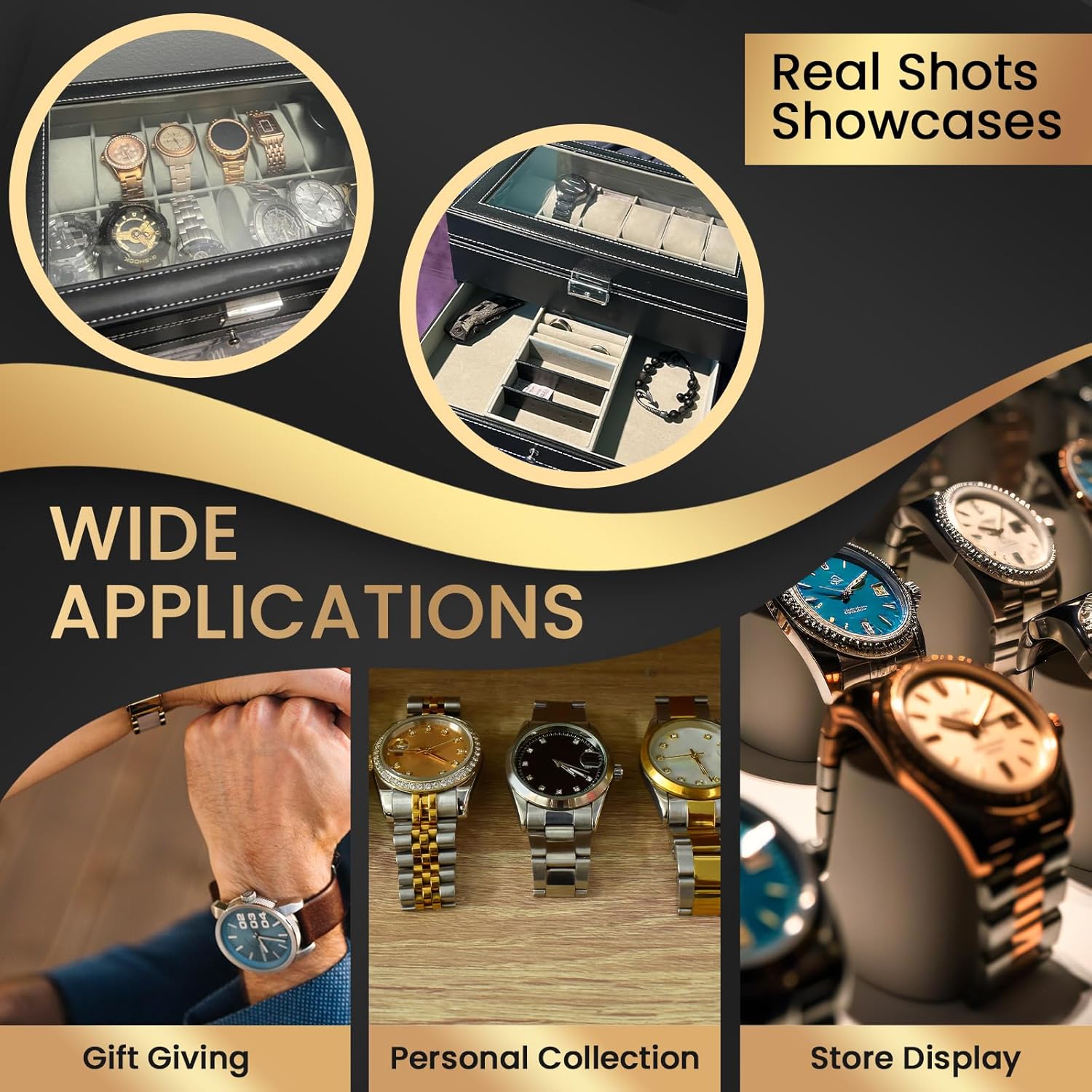 12 Slot PU Leather Lockable Watch Storage Boxes | 2-Tier Organizer Watch Showcase,Men & Women Jewelry Display Drawer Case Display Organizer Earrings Storage Organizer - Image 6