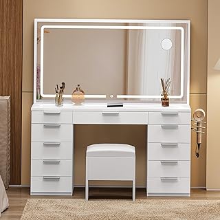DWVO Makeup Vanity with Large Mirror and Lights