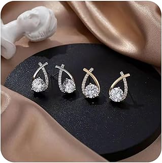 Lolvmvchi 925 Sterling Silver Diamond Stud Earrings for Women