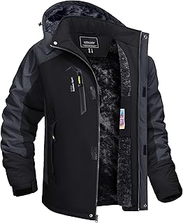 TACVASEN Men’s Winter Skiing Jackets Water Resistant Fleece Coats Insulated Thermal Snowboard Jacket Parka Raincoat with Hood