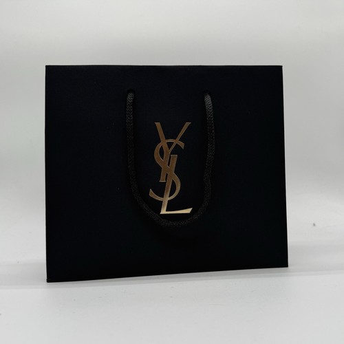 YSL Black Gift Bag With Gold YSL Logo L 7 1/2in H 6 1/2 In W 3 1/2 In Brand New