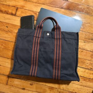 Authentic Hermes Canvas Tote Bag In Navy Authentic Hermes Canvas Tote Bag In Navy