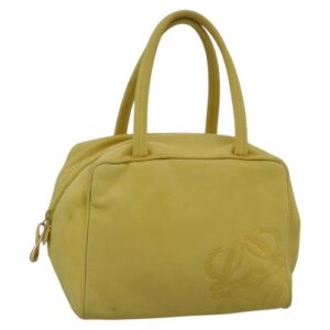 LOEWE Anagram Hand Bag Leather Yellow Auth 111878 LOEWE Anagram Hand Bag Leather Yellow Auth 111878