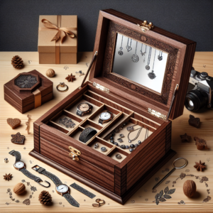 Black Walnut Wooden Jewelry Box, 5 Layer Wood Jewelry Organizer with 2 Side Doors Mirror Lockable Classical Style for Watch Necklace Ring Earring Storage Christmas Gifts For Women