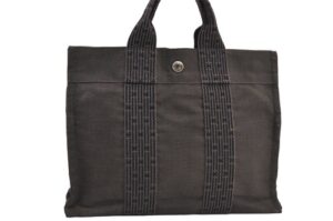 Authentic HERMES Vintage Her Line PM Hand Tote Bag Nylon Gray 7820M
