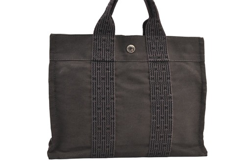 Authentic HERMES Vintage Her Line PM Hand Tote Bag Nylon Gray 7820M