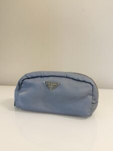PRADA Cosmetics Triangle Logo Plate Pouch Nylon Light Blue