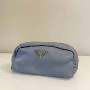 PRADA Cosmetics Triangle Logo Plate Pouch Nylon Light Blue