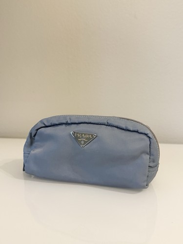 PRADA Cosmetics Triangle Logo Plate Pouch Nylon Light Blue