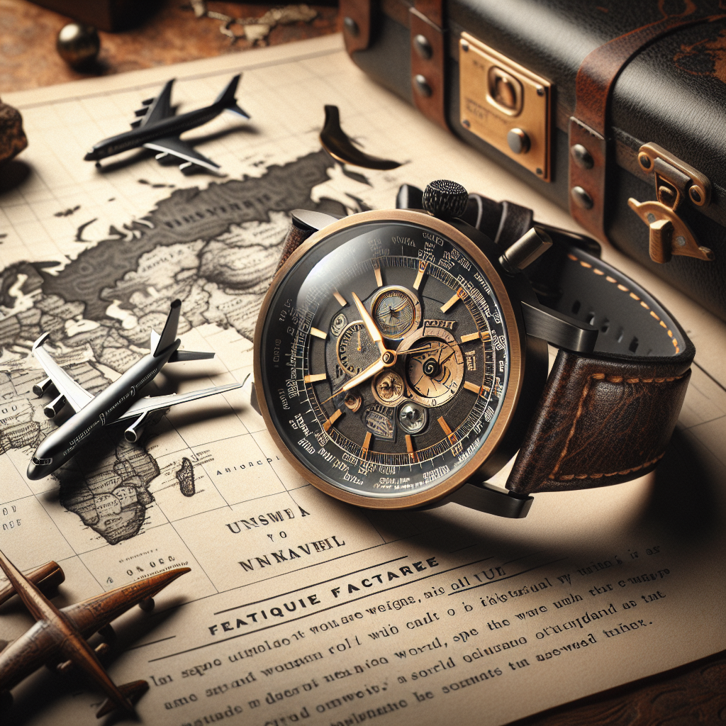 Unisex Retro Bronze Case Global Travel by Plane World Map PU Leather Band Quartz Watch (Black)