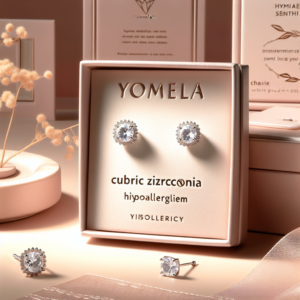 YOMELA Cubic Zirconia Earrings, Stud Earrings for Women Hypoallergenic White Gold Small Dainty Halo CZ Birthstone Earrings for Women