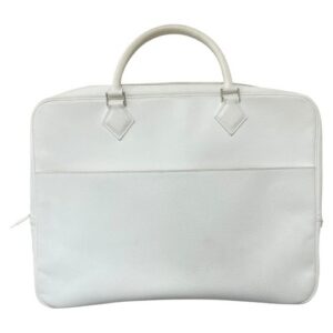 HERMES Plume Dog Epsom Tote Bag White/Silver Hardware Open Pockets #OK3078