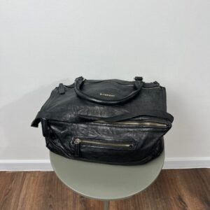 Givenchy Pandora Large Black Distressed Leather Shoulder Bag Vintage