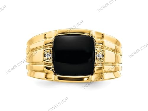 Black Onyx Gemstone Men Ring, Wedding Rings for Men, Eternity Gold Black Onyx Mens Ring Handmade Jewelry, Promise Ring, Mens Everyday - Image 2