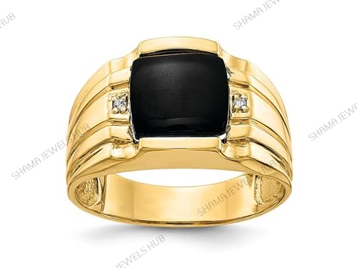 Black Onyx Gemstone Men Ring, Wedding Rings for Men, Eternity Gold Black Onyx Mens Ring Handmade Jewelry, Promise Ring, Mens Everyday - Image 3