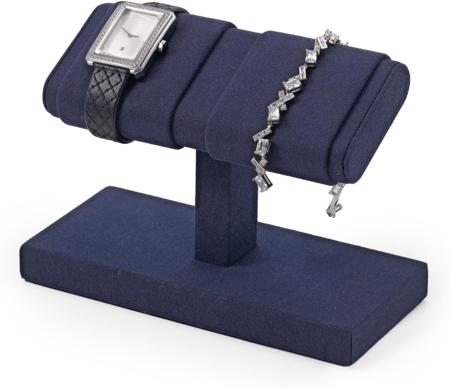 Microfiber Double Watch Display Stand for Men Women Jewelry Watch Bracelet Stand Display Showcase(Blue) - Image 5