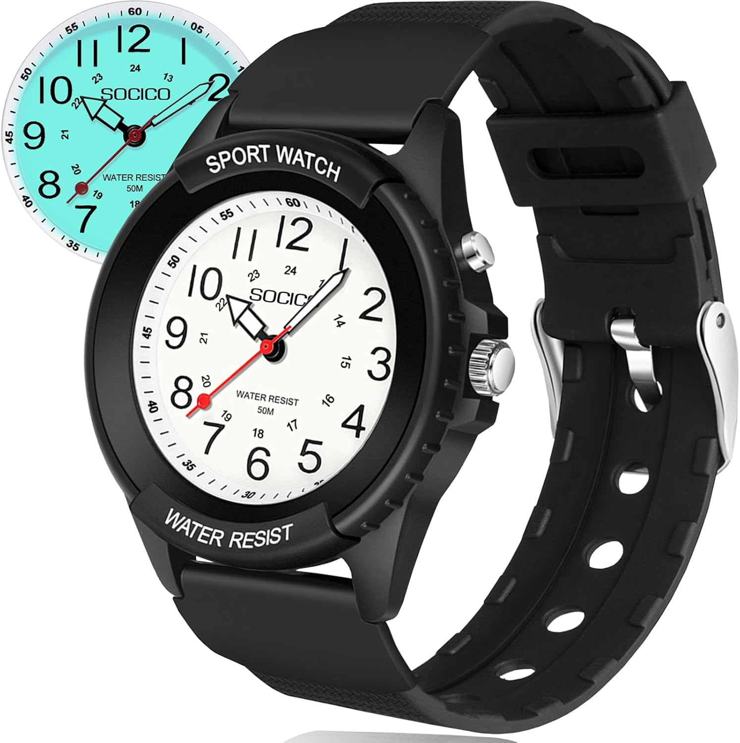 PROKING Waterproof Nurse Watch for Medical Professionals,Women Men, 24 Hour with Second Hand, Night Light, Military Time Easy to Read Dial, Soft and Breathable Silicone Band - Image 9