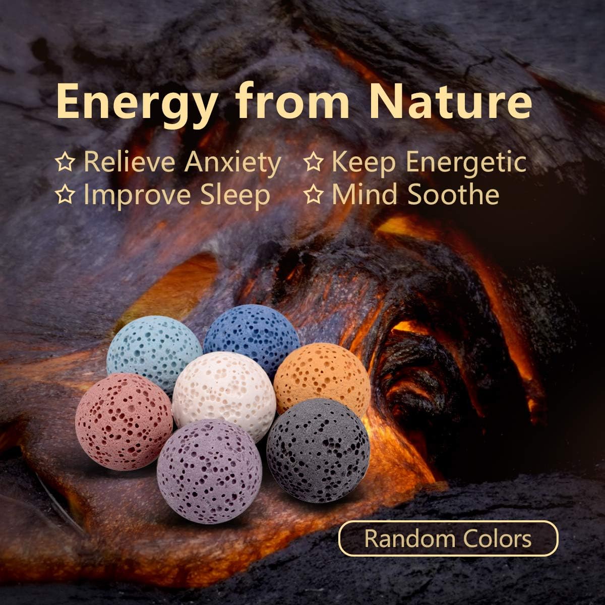 INFUSEU Aromatherapy Necklace Lava Stone Rock Essential Oil Diffuser Locket Pendant Jewelry Set for Women - Image 5