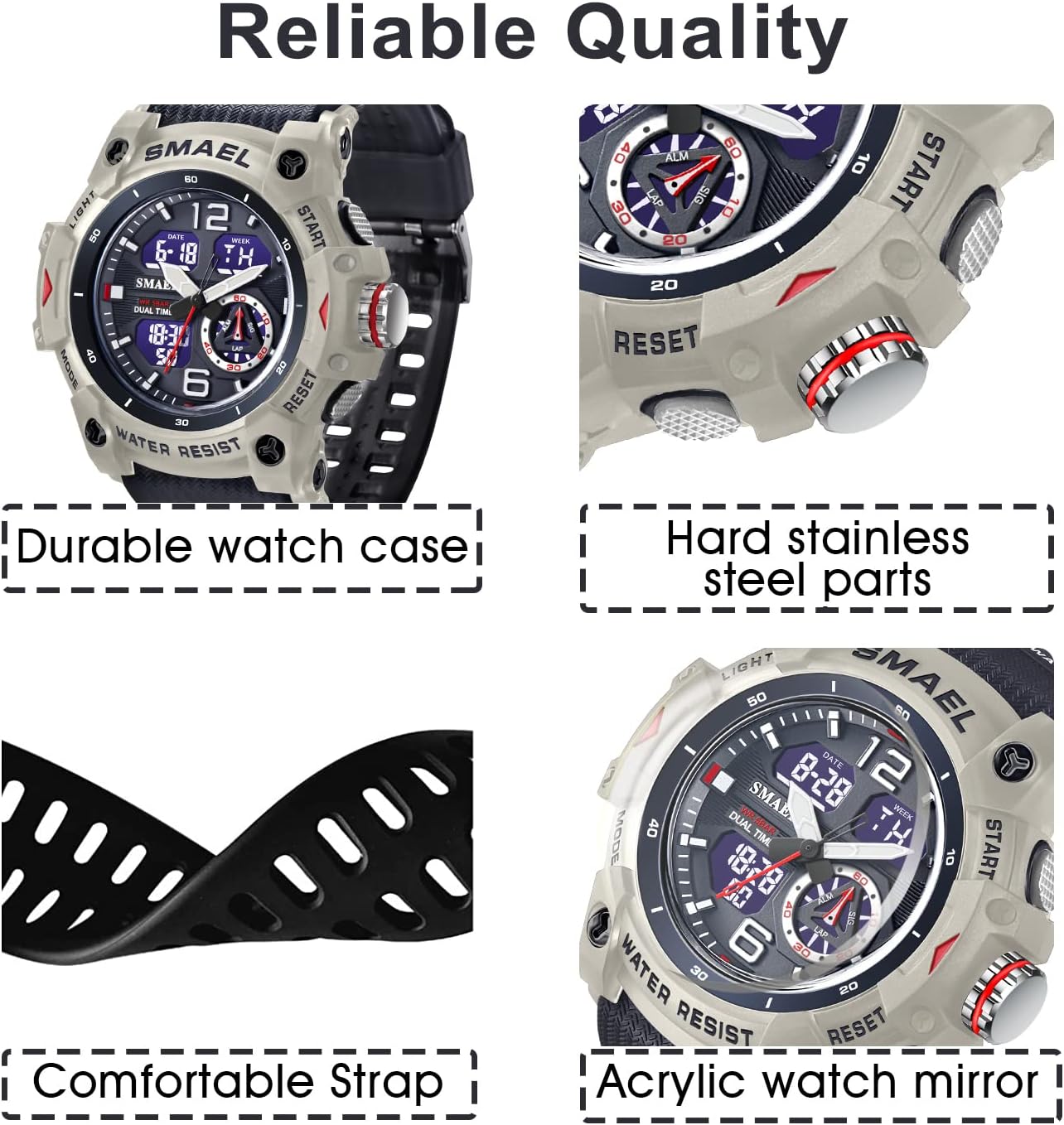 Mens Digital Watch, Sport Watches for Men Outdoor Military Digital Analog Stopwatch Waterproof Multifunctional Wrist Watch - Image 3