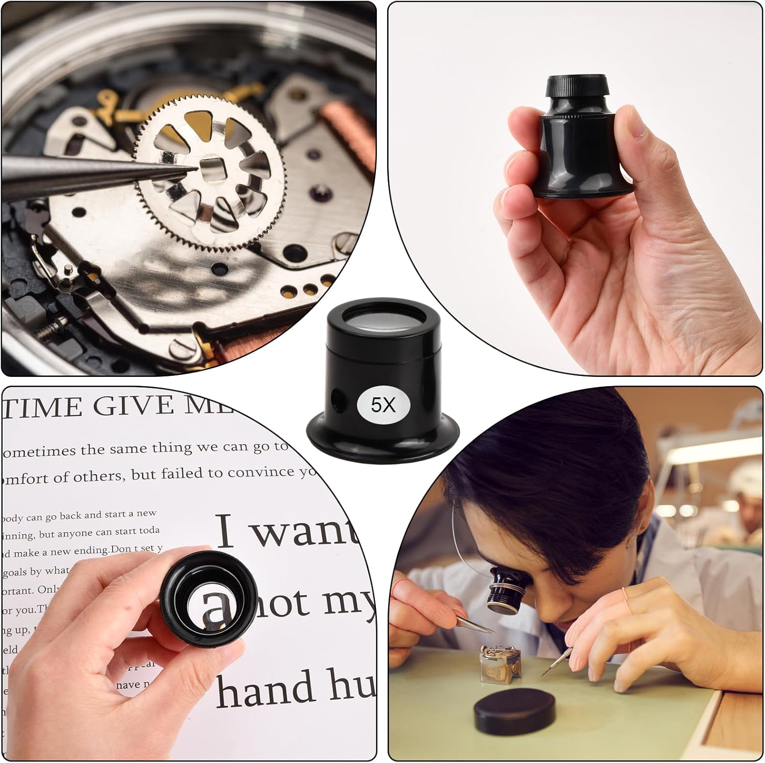 5 Pcs Magnifier Loupes with Headband Magnifier Wire, 3X 5X 10X 15X 20X Watch Repair Magnifiers Watchmaker's Magnifier Magnifying Glass for Watch Repair Jewellery Gemstones Coins Engraving - Image 4