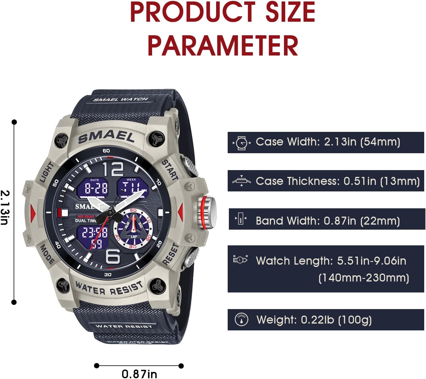 Mens Digital Watch, Sport Watches for Men Outdoor Military Digital Analog Stopwatch Waterproof Multifunctional Wrist Watch - Image 7