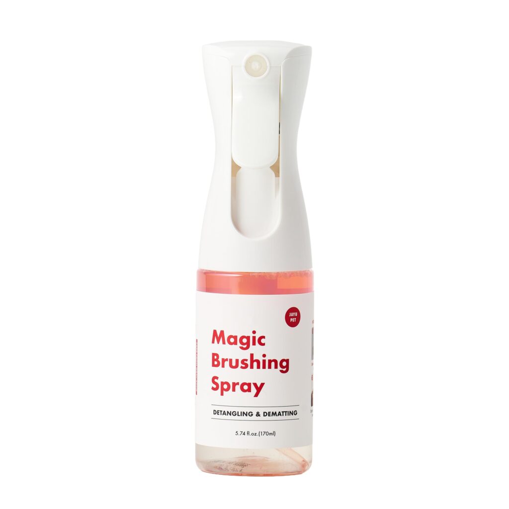jayu-pet-magic-brushing-spray-fur-detangler-dematting-solution-hypoallergenic-deodorizer-conditioner-itch-relief-shining-grooming-spray-for-dogs-5-8fl-oz-170ml - Luxe Faves