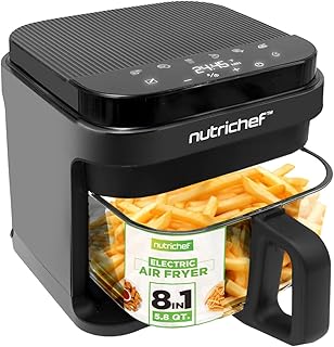 Review: Nutrichef 5.8 Quart Air Fryer | 8-1 Preset Cook Modes | Transparent Fry Bowl for Best Cooking Results | Cook Shrimp, Steak, Fries, Wings, Chicken & More | Precise Temperature Control & Time | Grey