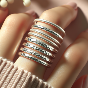 925 Sterling Silver Minimalist Hammered Textured Thin Knuckle Midi Stacking Rings