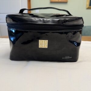 VTG Givenchy Parfums Large Black Cosmetic Makeup Bag Pouch Travel Case