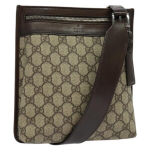 GUCCI GG Supreme Shoulder Bag PVC Beige Silver 92562 Auth yk19235