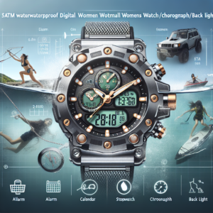 Watches for Women 5ATM Waterproof Digital Womens Watch Outdoor Sport with Alarm/Calendar/Stopwatch/Chronograph/Back Light
