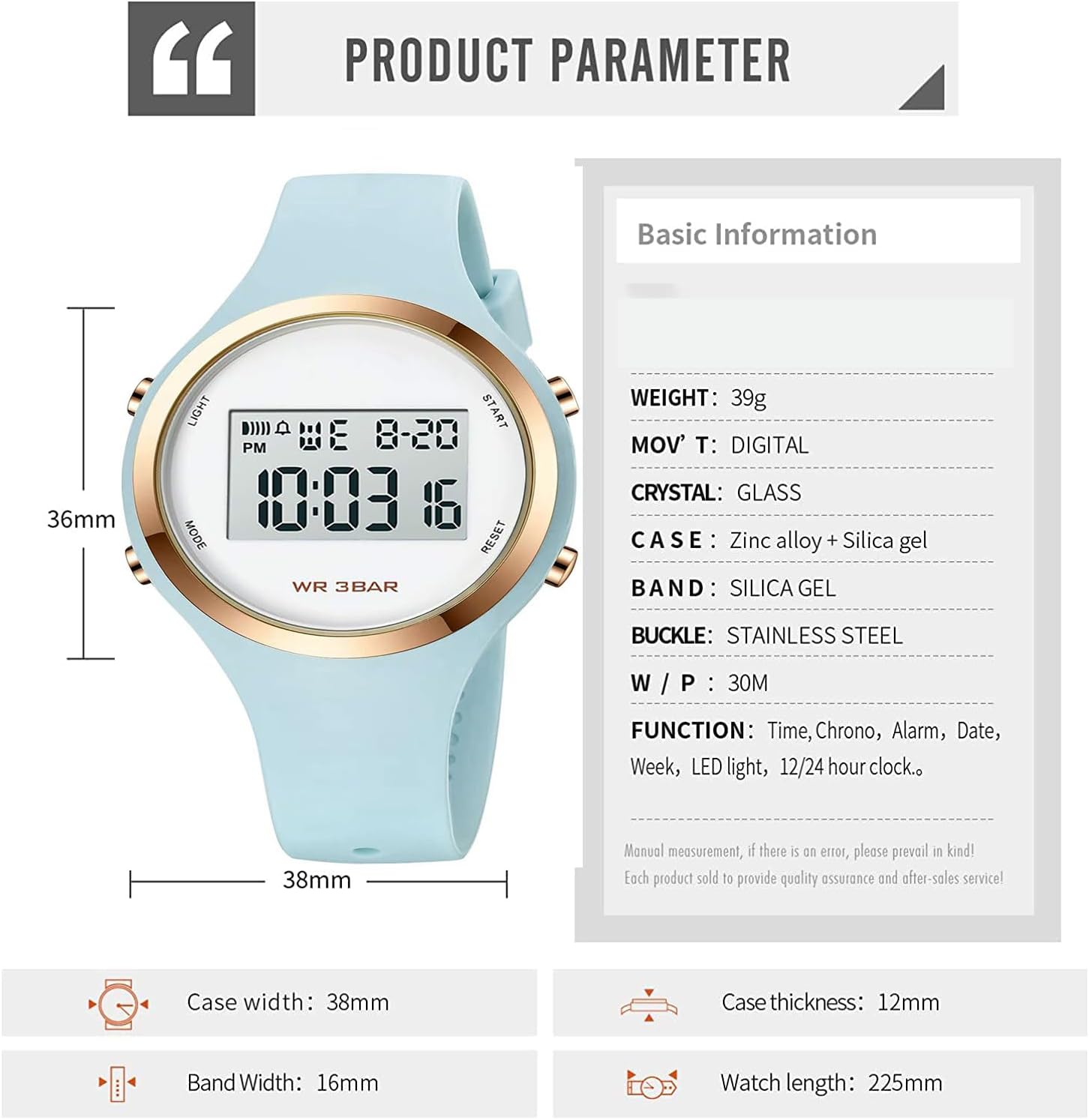 XCZAP Outdoor Sport Watches Alarm Clock 5Bar Waterproof LED Digital Watch - Image 6