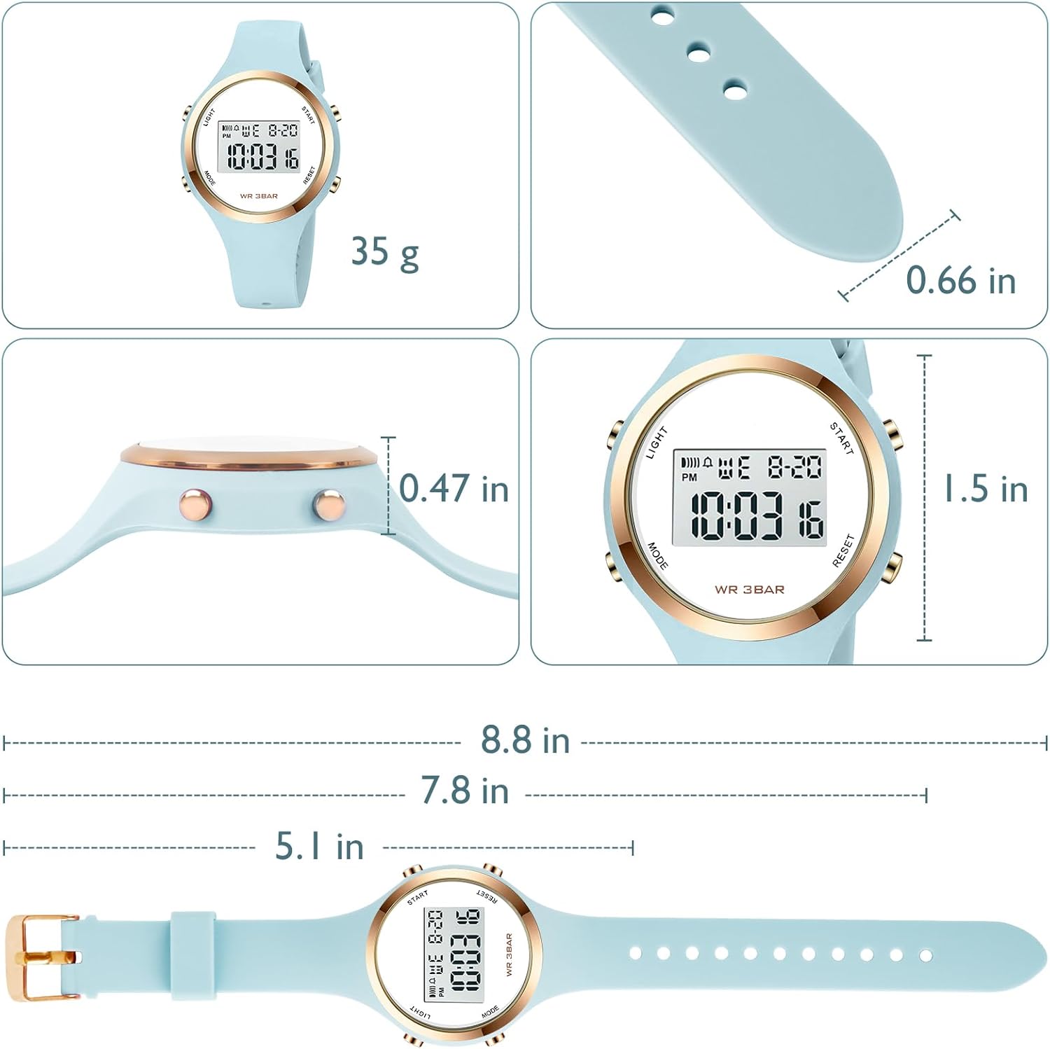 XCZAP Outdoor Sport Watches Alarm Clock 5Bar Waterproof LED Digital Watch - Image 4