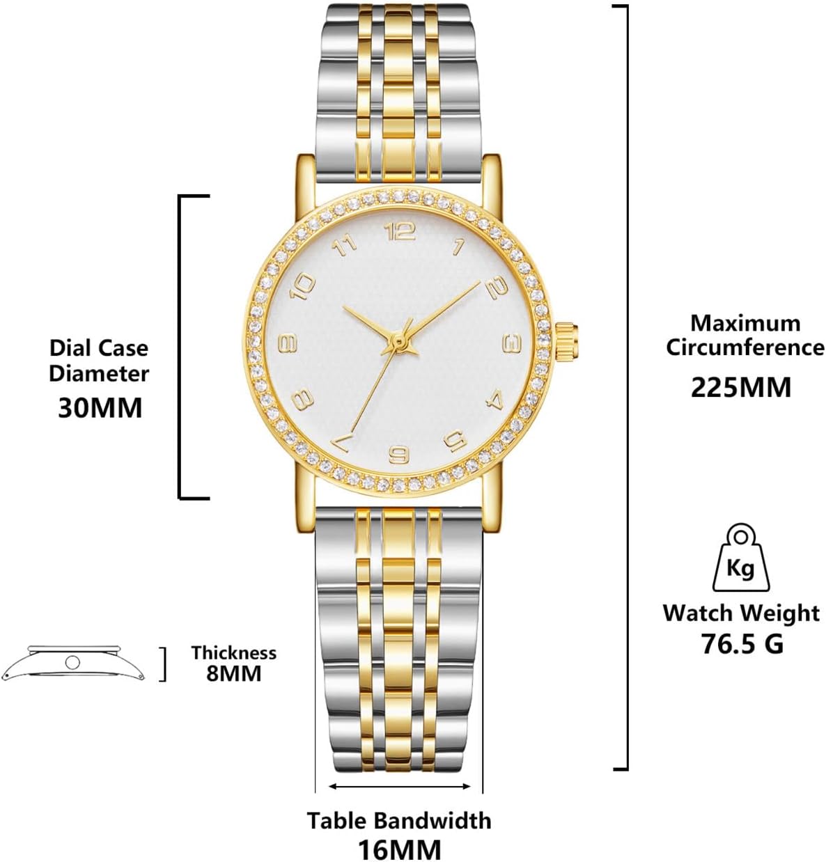 CIVO Ladies Watches for Women Vintage: Analog Wrist Watch Easy to Read Waterproof - Dainty Fashion Elegant Two Tone Stainless Steel Watch - Image 5