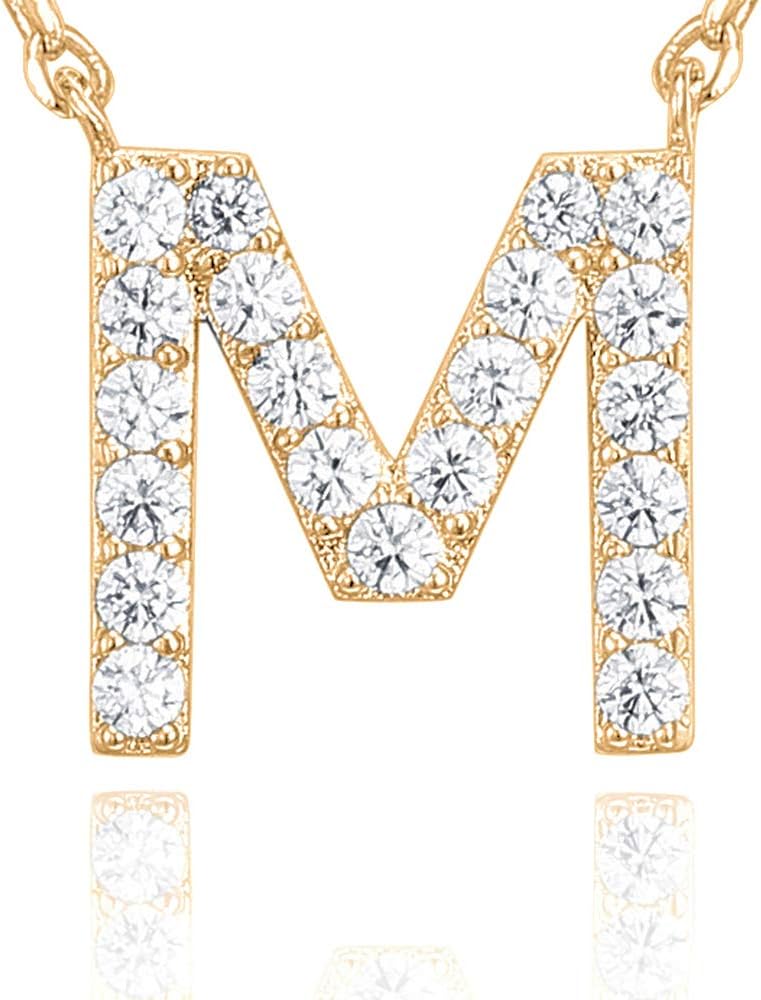 PAVOI 14K White Gold Plated Cubic Zirconia Initial Necklace | Letter Necklaces for Women | Initials - Image 3