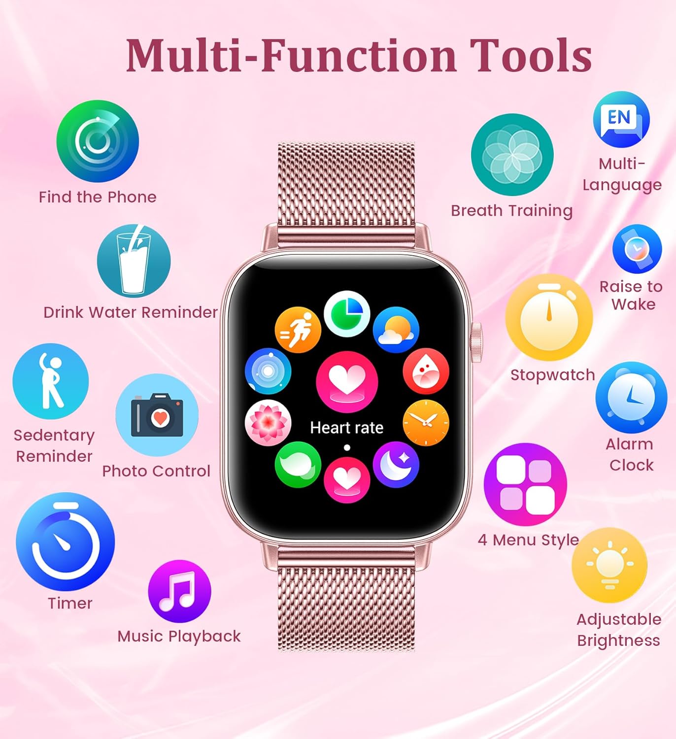 1.83'' Smart Watch for Women with Bluetooth Call(Answer/Dial), Fitness Activity Tracker with 100+ Sport Modes Heart Rate/Sleep Monitor Pedometer, Women Smartwatches Compatible Android Phone iPhone - Image 6