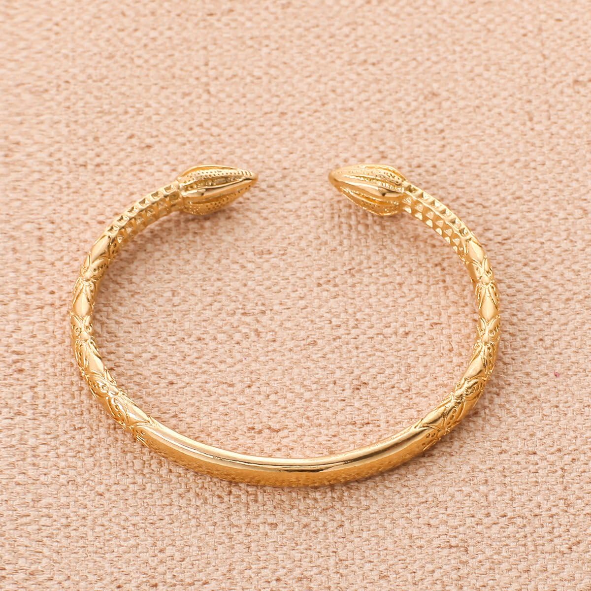 Man Jewelry Accessories Gold Color Opening Embossing Gold Bracelets Bangles for Men, Brass with Gold Plating - Image 3