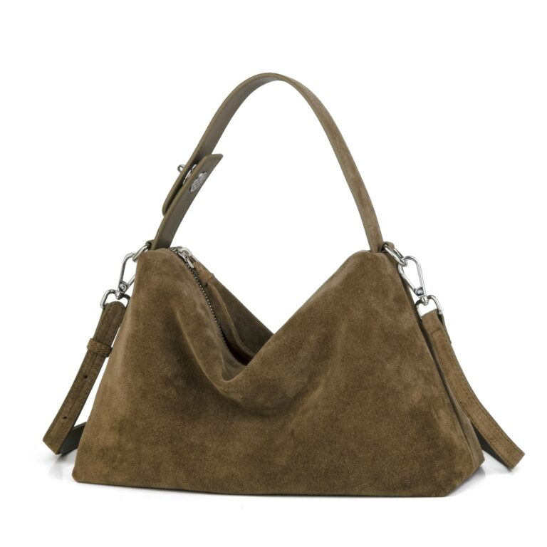 Review: Auth LOEWE Anagram Brown Leather Green Suede Shoulder Crossbody…