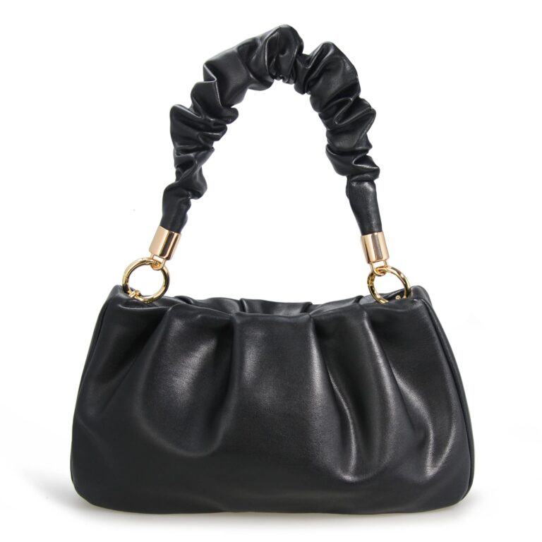 Review: LOEWE Black Pleated Pouch Hobo Bag Leather Chain Shoulder…