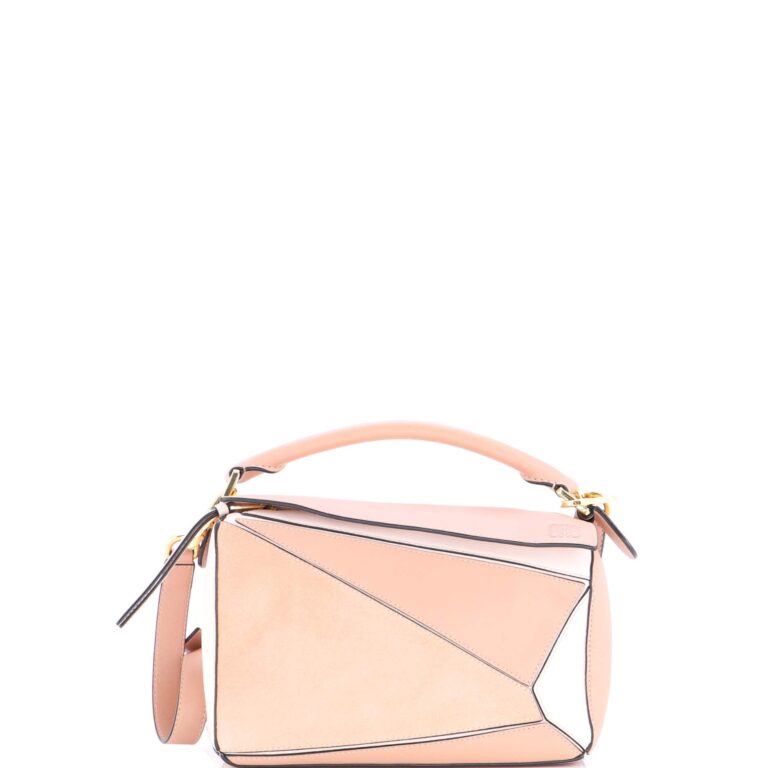 We Tested LOEWE Puzzle Shoulder Handbag Pink Calfskin Leather Purses…