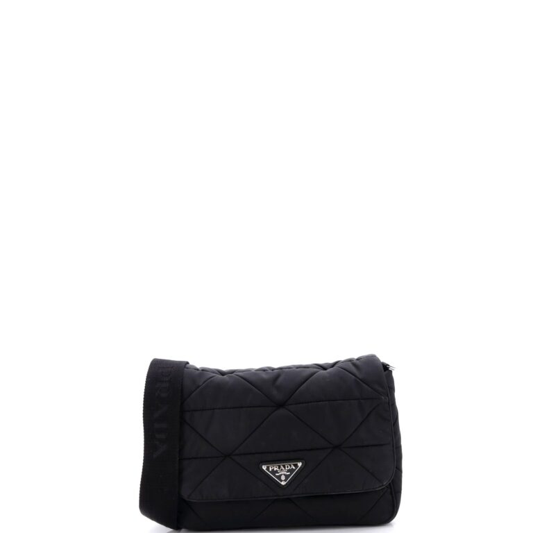 Prada Chain Zip Shoulder Bag Quilted Tessuto Small New 1BH026…